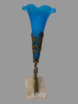 Antique Victorian Cast Metal & Art Glass Epergne Vase