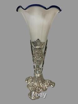 Antique Victorian Cast Metal & Art Glass Epergne Vase