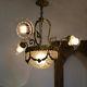 Antique Victorian Chandelier Art Glass Cut Crystal Deco Shades & Globe 4 Lights