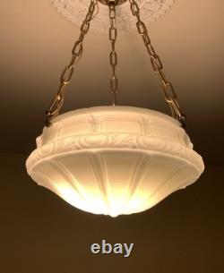 Antique Victorian Chandelier Ceiling Light Fixture Milk Glass Shade Art Deco Antique Victorian Chandelier Ceiling Light Fixture Milk Glass Shade Art Deco