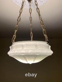 Antique Victorian Chandelier Ceiling Light Fixture Milk Glass Shade Art Deco Antique Victorian Chandelier Ceiling Light Fixture Milk Glass Shade Art Deco