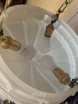 Antique Victorian Chandelier Ceiling Light Fixture Milk Glass Shade Art Deco Antique Victorian Chandelier Ceiling Light Fixture Milk Glass Shade Art Deco