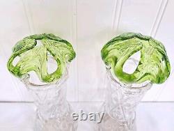 Antique Victorian Clear & Green Crown Glass Bride's Banks Art Nouveau Hand Blown