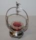 Antique Victorian Cranberry Art Glass Master Salt Dip In Silver Holder