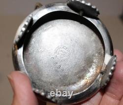 Antique Victorian Cranberry Art Glass Master Salt Dip in Silver Holder Antique Victorian Cranberry Art Glass Master Salt Dip in Silver Holder