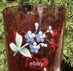 Antique Victorian Cranberry Art Tumblers Antique Victorian Cranberry Art Tumblers