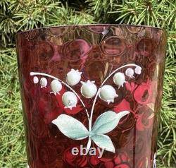 Antique Victorian Cranberry Art Tumblers Antique Victorian Cranberry Art Tumblers