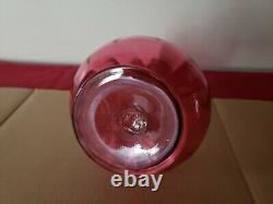 Antique Victorian Cranberry Glass Claret Jug Jar Vase Calla Lily Lid