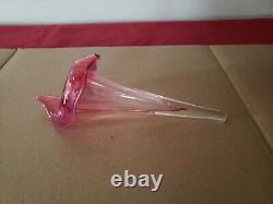 Antique Victorian Cranberry Glass Claret Jug Jar Vase Calla Lily Lid