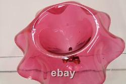 Antique Victorian Cranberry Swirl Art Glass 3 Horn Epergne 105