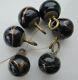 Antique Victorian Czech Black Gold Foil Lampwork Ball Buttons Set 6 Art Nouveau