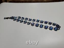 Antique Victorian Deco BLUE AB CRYSTAL NECKLACE