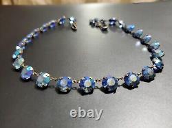 Antique Victorian Deco BLUE AB CRYSTAL NECKLACE