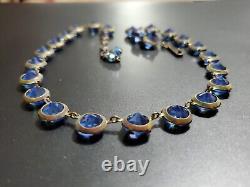 Antique Victorian Deco BLUE AB CRYSTAL NECKLACE