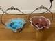Antique Victorian Decorated Art Glass Brides Baskets Silver Plate Frame Read