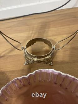 Antique Victorian Decorated Art Glass Brides Baskets Silver Plate Frame Read