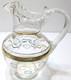 Antique Victorian Eapg Pitcher Clear White Blue Enameled Flowers Gold Crimped 9