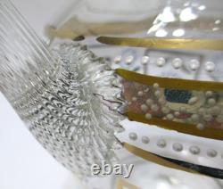 Antique Victorian EAPG Pitcher Clear White Blue Enameled Flowers Gold Crimped 9 Antique Victorian EAPG Pitcher Clear White Blue Enameled Flowers Gold Crimped 9