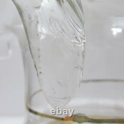 Antique Victorian EAPG Pitcher Clear White Blue Enameled Flowers Gold Crimped 9 Antique Victorian EAPG Pitcher Clear White Blue Enameled Flowers Gold Crimped 9