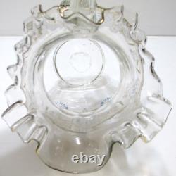 Antique Victorian EAPG Pitcher Clear White Blue Enameled Flowers Gold Crimped 9 Antique Victorian EAPG Pitcher Clear White Blue Enameled Flowers Gold Crimped 9