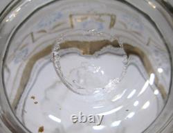 Antique Victorian EAPG Pitcher Clear White Blue Enameled Flowers Gold Crimped 9 Antique Victorian EAPG Pitcher Clear White Blue Enameled Flowers Gold Crimped 9