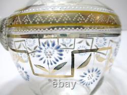 Antique Victorian EAPG Pitcher Clear White Blue Enameled Flowers Gold Crimped 9 Antique Victorian EAPG Pitcher Clear White Blue Enameled Flowers Gold Crimped 9
