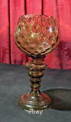 Antique Victorian Enamel Decorated Czech Bohemian Moser Style Art Glass Chalice