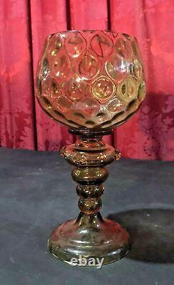 Antique Victorian Enamel Decorated Czech Bohemian Moser Style Art Glass Chalice