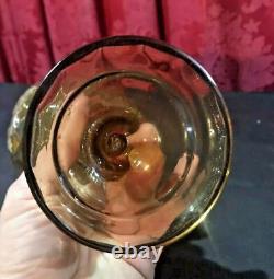 Antique Victorian Enamel Decorated Czech Bohemian Moser Style Art Glass Chalice