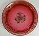 Antique Victorian Enameled Cranberry Glass Tray Dish Plate Bohemian Moser Gilt