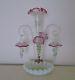 Antique Victorian Epergne Glass Cranberry Or Ruby Trim Vase C. 1880 Art Nouveau