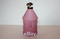 Antique Victorian Fairy Lamp Pink Milk Glass Lighthouse
