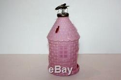Antique Victorian Fairy Lamp Pink Milk Glass Lighthouse