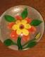 Antique Victorian Floral Paperweight Hand Blown Glass Orange Yellow Art Glass