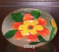 Antique Victorian Floral Paperweight Hand Blown Glass Orange Yellow Art Glass Antique Victorian Floral Paperweight Hand Blown Glass Orange Yellow Art Glass