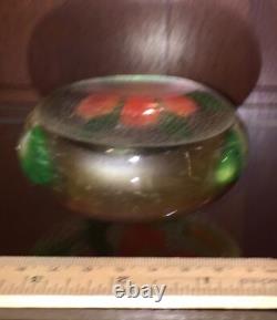 Antique Victorian Floral Paperweight Hand Blown Glass Orange Yellow Art Glass Antique Victorian Floral Paperweight Hand Blown Glass Orange Yellow Art Glass
