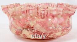 Antique Victorian Glass Brides Basket Bowl Pink White Spatter Silver Flecks