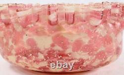 Antique Victorian Glass Brides Basket Bowl Pink White Spatter Silver Flecks