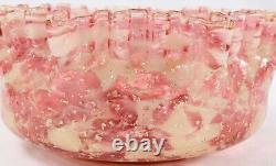 Antique Victorian Glass Brides Basket Bowl Pink White Spatter Silver Flecks