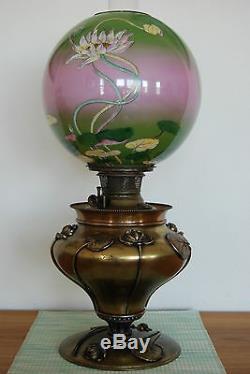 Antique Victorian Gwtw Old Arts And Crafts Art Nouveau Deco Kerosene Oil Lamp