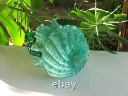 Antique Victorian HAND BLOWN Swirled, Ruffled ART GLASS BASKET Thorn Handle MINT