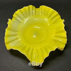 Antique Victorian Hand Blown Art Glass Cased Ruffled Footed Bowl Brides Basket