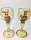 Antique Victorian Hand Painted Art Wine Glasses Moser Type Ca 1860