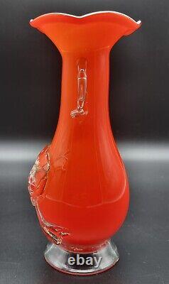 Antique Victorian Handblown Multicolor Art Glass Vase Stevens & Williams C1880