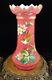 Antique Victorian Harrach Bohemian Cranberry Painted Enamel Bird Art Glass Vase