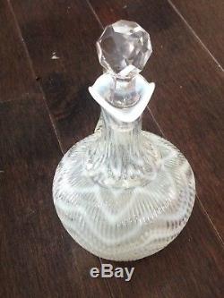 Antique Victorian Hobbs Buckeye Opalescent Zigzag Glass Cruet