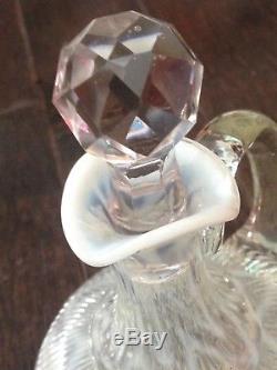 Antique Victorian Hobbs Buckeye Opalescent Zigzag Glass Cruet