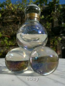 Antique Victorian Iridescent Glass Soap Bubble Inkwell Bohemian 5 Tall