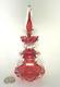 Antique Victorian Moser Bohemian Cranberry Cut Glass Scent Perfume Bottle As Is
