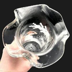 Antique Victorian Mary Gregory Optic Swirl Glass Vase Lady Long Auburn Hair